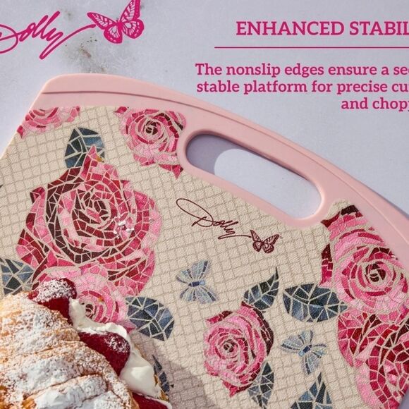 Dolly Parton Rose Pattern Cutting Board - Picture 4 of 15